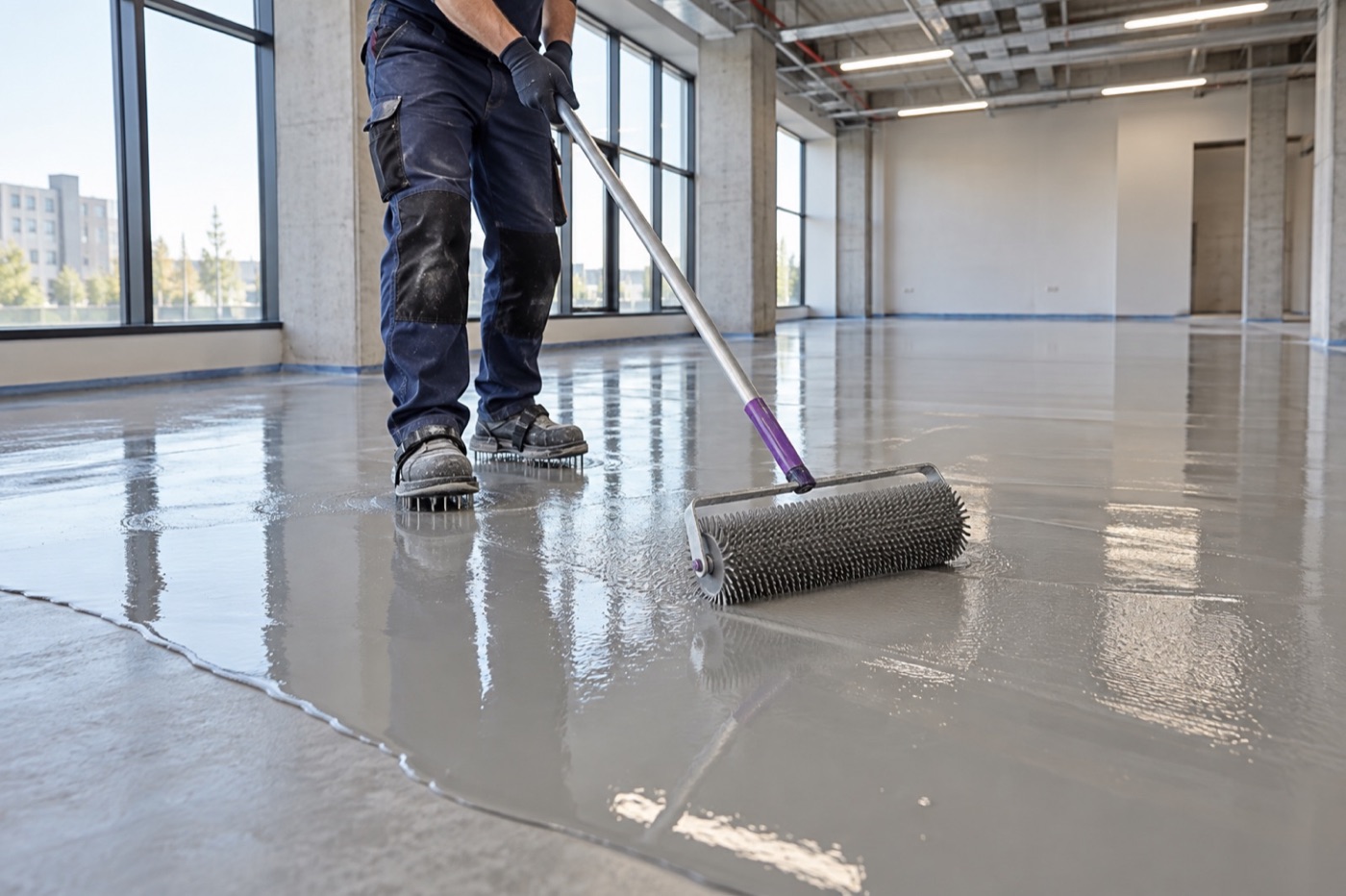 Self-leveling floor application
